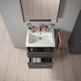 DURAVIT D-Code Halbhochschrank 400 mm, rechts, Basalt Matt, 1 Tür, Glasböden