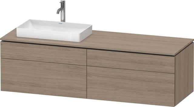 Duravit L-Cube Konsolen-Waschtischunterbau 1600 mm Eiche Terra Matt mit 2 Auszügen, 2 Schubkästen und Tip-On-Technik
