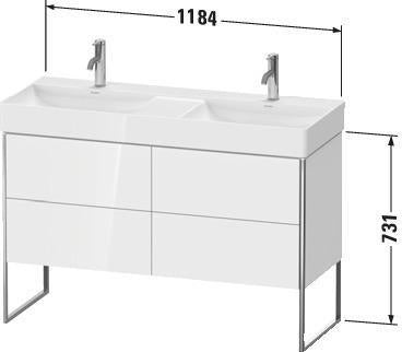Duravit Waschtischunterbau XSquare 731x1184x460 mm, 4 Auszüge, weiß matt, für DuraSquare