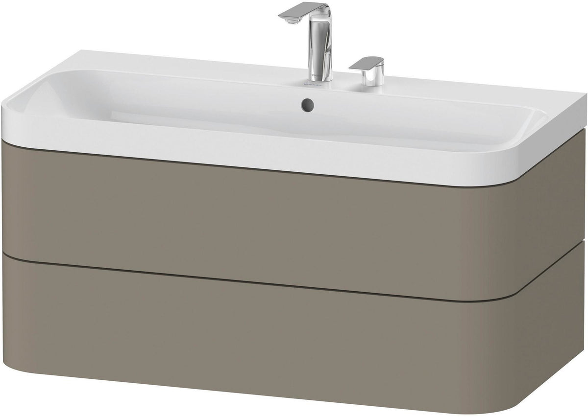 DURAVIT Happy D.2 c-shaped Waschtischset 975 mm wandhängend mit Tip-on und Soft-Close