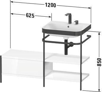 Duravit Waschtischset Happy D.2 Plus 1200x490mm Taupe Supermatt mit Hahnloch