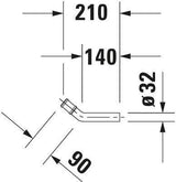 Duravit Ablaufbogen Universal mit Doppelmuffe, chrom, 150 mm, 32 mm Zulauf