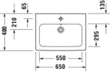 Duravit D-Code Waschtisch 650x480mm weiß mit Überlauf, 1 Hahnloch, wandhängend