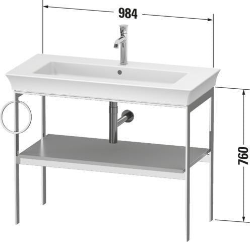 DURAVIT White Tulip Metallkonsole 984 mm von Philippe Starck – Höhenverstellbar, Weiß Seidenmatt