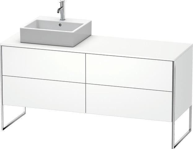 Duravit XSquare Waschtischunterbau 1600 mm mit Becken links, Außen taupe seidenmatt, inkl. Fußgestell