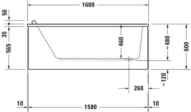 DURAVIT Starck Whirlwanne 1600x700 mm mit Air-System, weiß, 1 Rückenschräge