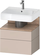 DURAVIT Qatego Waschtischunterbau 590 mm wandhängend, 1 Auszug, weiß Hochglanz, Nische Eiche Schwarz