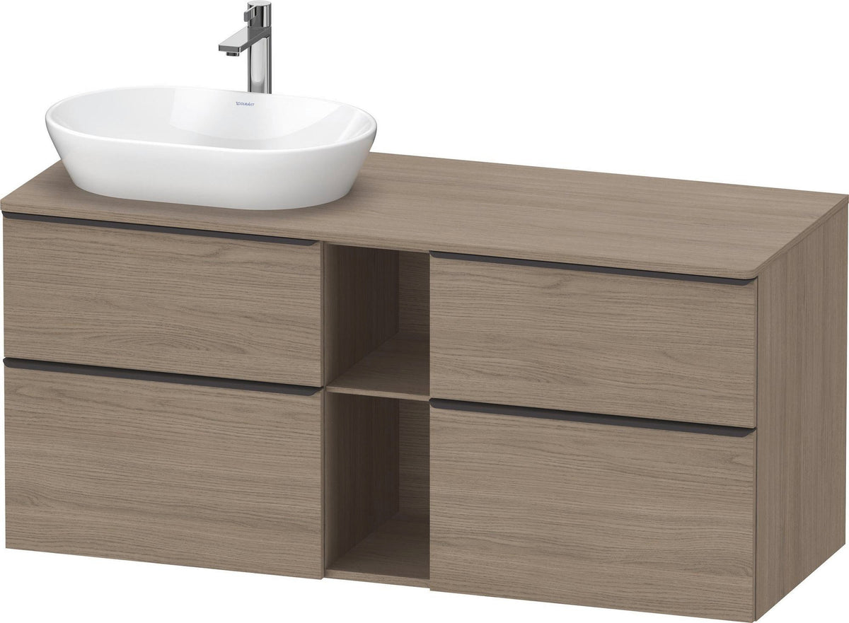 DURAVIT D-Neo Konsolenwaschtischunterbau 1400 mm Eiche Terra Matt mit Bronze Griff