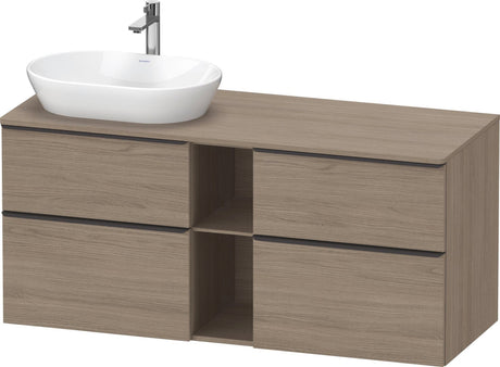 DURAVIT D-Neo Konsolenwaschtischunterbau 1400 mm Eiche Terra Matt mit Bronze Griff