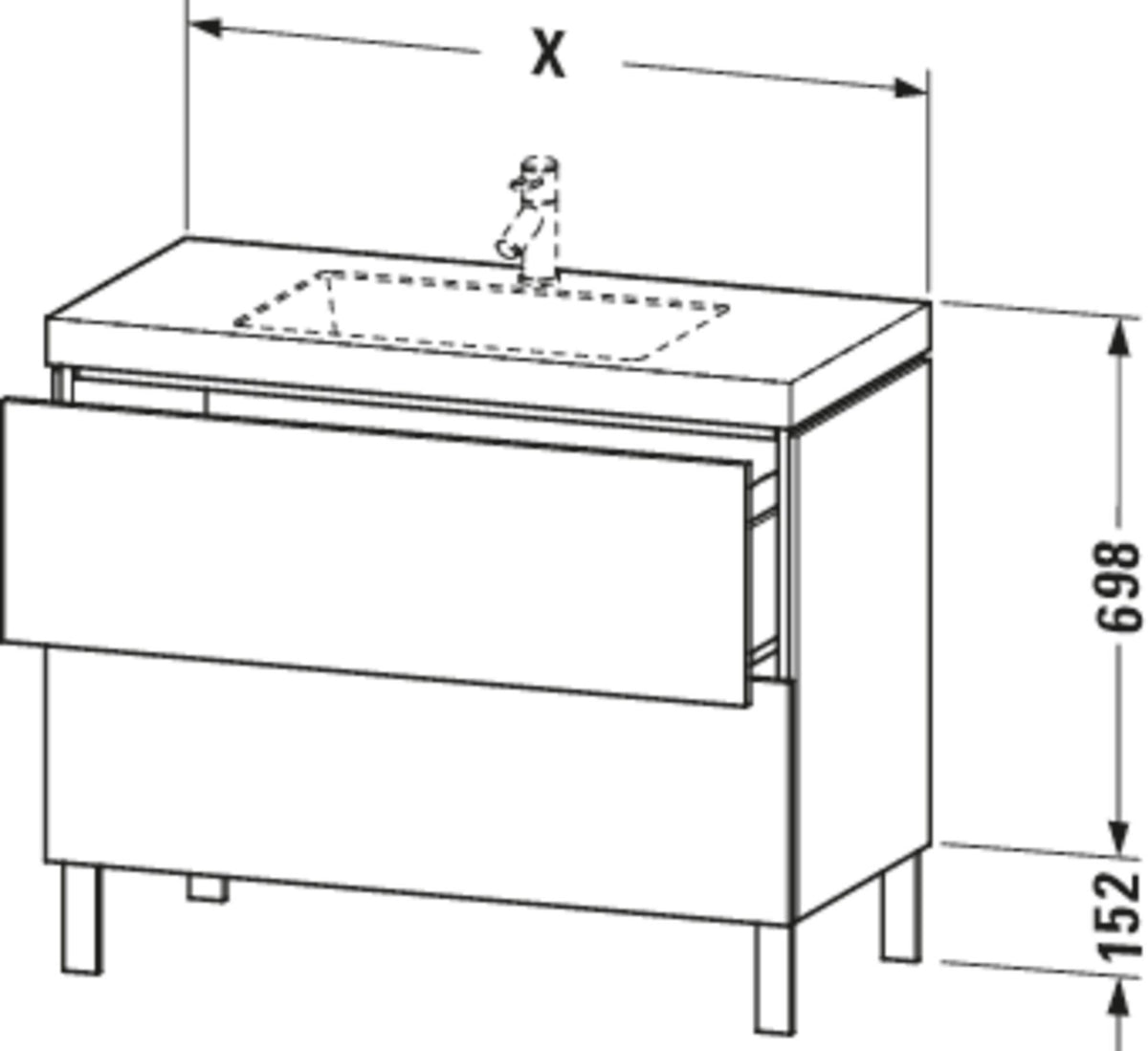 Duravit Waschtischset L-CUBE 800x480mm mit Vero Air Möbelwaschtisch, ohne Überlauf, s-matt