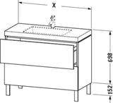 Duravit L-Cube Waschtischset 800x480mm mit Möbelwaschtisch Vero Air, 2 Auszüge, 1 Hahnlochbank, seidenmatt