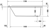 DURAVIT Starck Whirlwanne 1700x750mm mit Air-System, 1 Rückenschräge, Weiß – Einbau