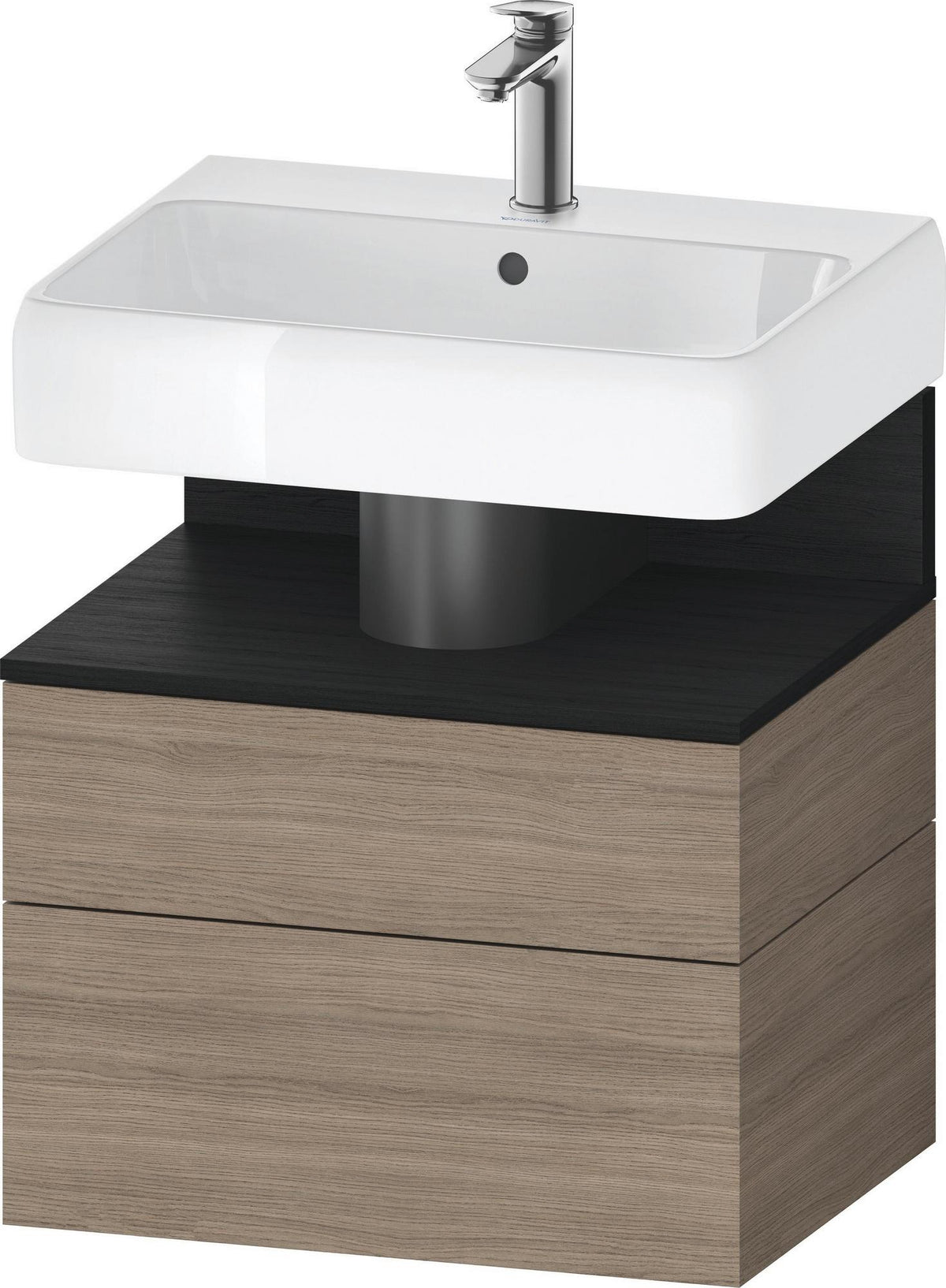 DURAVIT Qatego Waschtischunterbau 590 mm Eiche Terra Matt mit 1 Auszug und Tip-On Technik