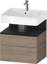 DURAVIT Qatego Waschtischunterbau 590 mm Eiche Terra Matt mit 1 Auszug und Tip-On Technik