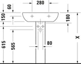 Duravit D-Code Waschtisch 550 mm weiß mit Überlauf und Hahnlochbank – Wandmontage