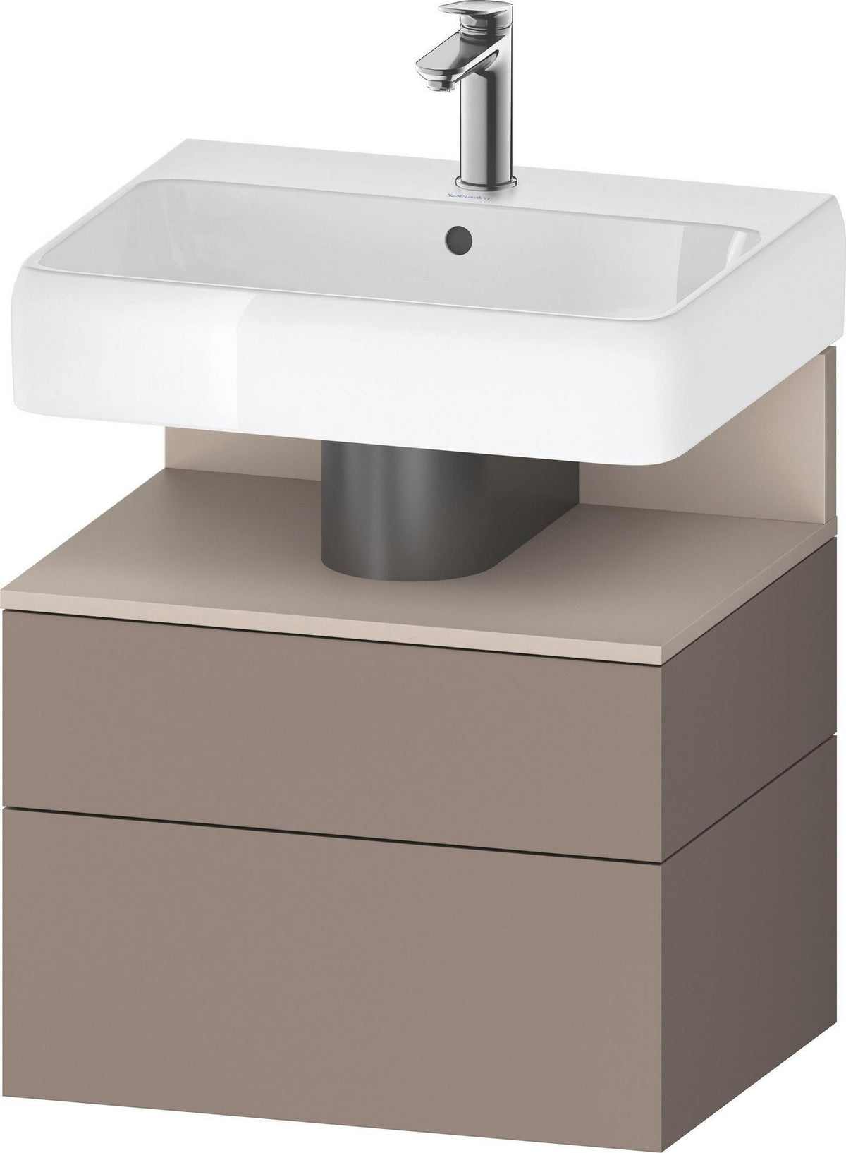 DURAVIT Qatego Waschtischunterbau 590 mm wandhängend, 1 Auszug, weiß Hochglanz, Nische Eiche Schwarz