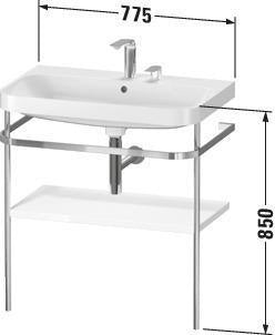 DURAVIT Happy D.2 c-shaped Waschtisch-Set 775 mm mit Metallkonsole, taupe seidenmatt