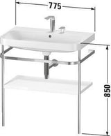 DURAVIT Happy D.2 c-shaped Waschtisch-Set 775 mm mit Metallkonsole, taupe seidenmatt