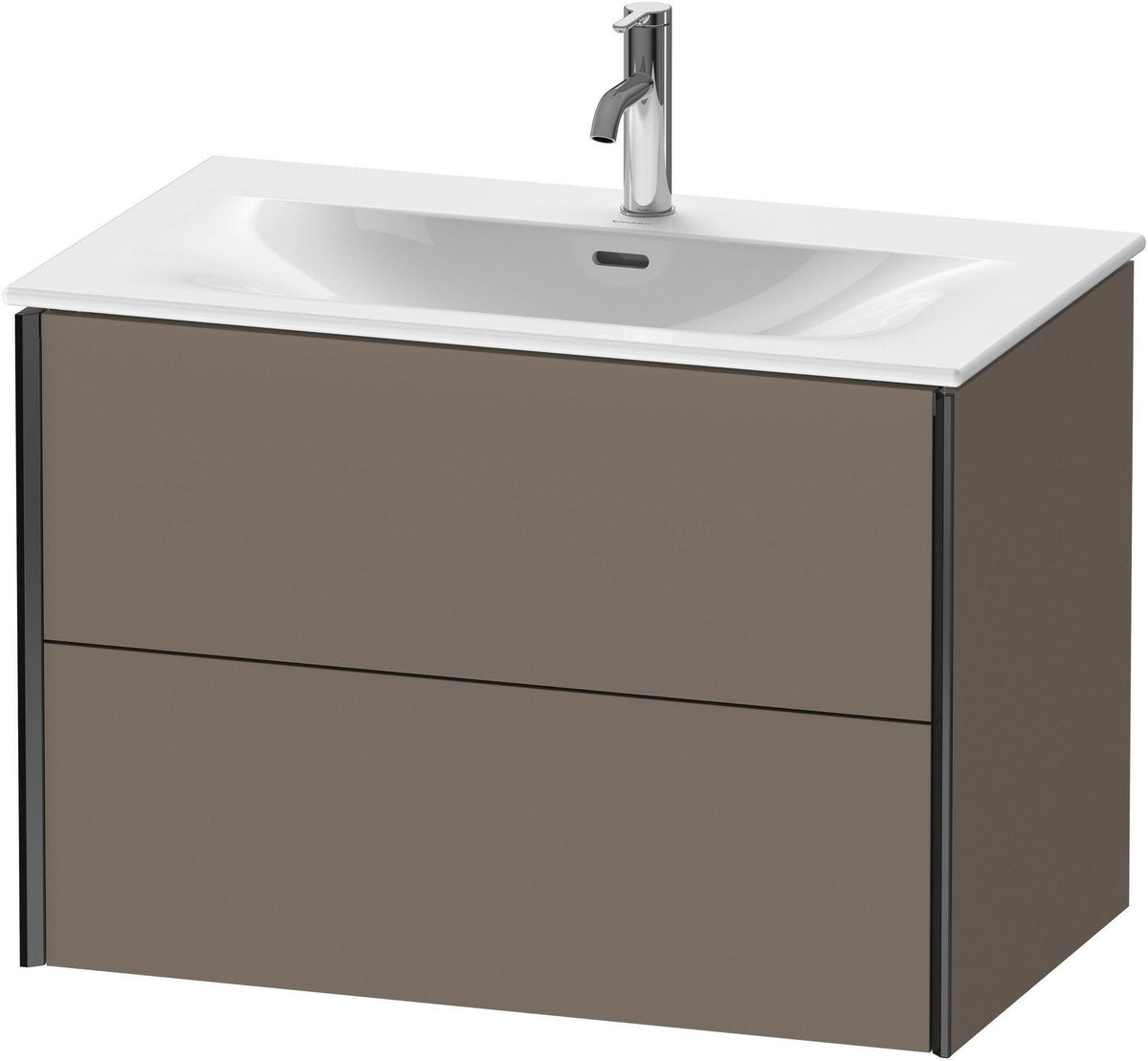 DURAVIT XViu Waschtischunterbau wandhängend 810 mm, 2 Schubladen, flannel grey seidenmatt, Tip-On Technik