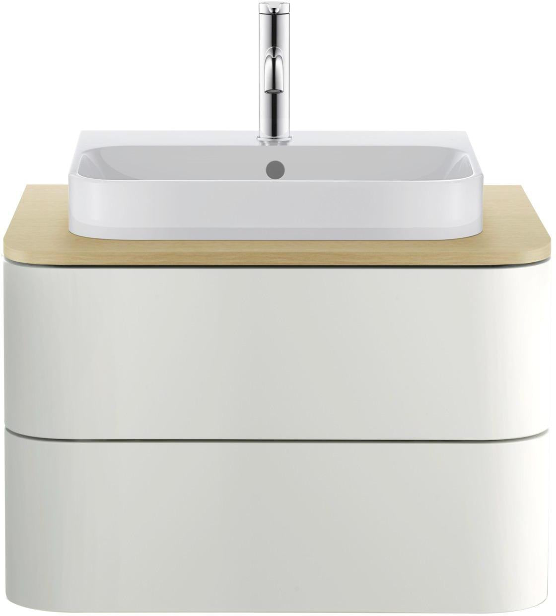 DURAVIT Aufsatzbecken Happy D.2 Plus 500 mm Weiß mit Überlauf und Hahnlochbank
