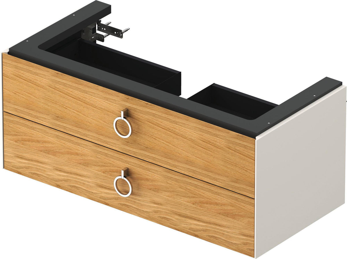 DURAVIT White Tulip Waschtischunterbau wandhängend 984 mm Nussbaum Taupe mit 2 Schubkästen