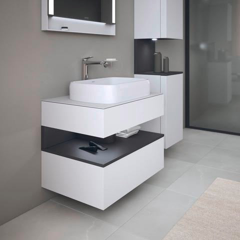 DURAVIT Qatego Hochschrank 400 mm, 2 Türen, weiß Hochglanz, Eiche Schw. Matt