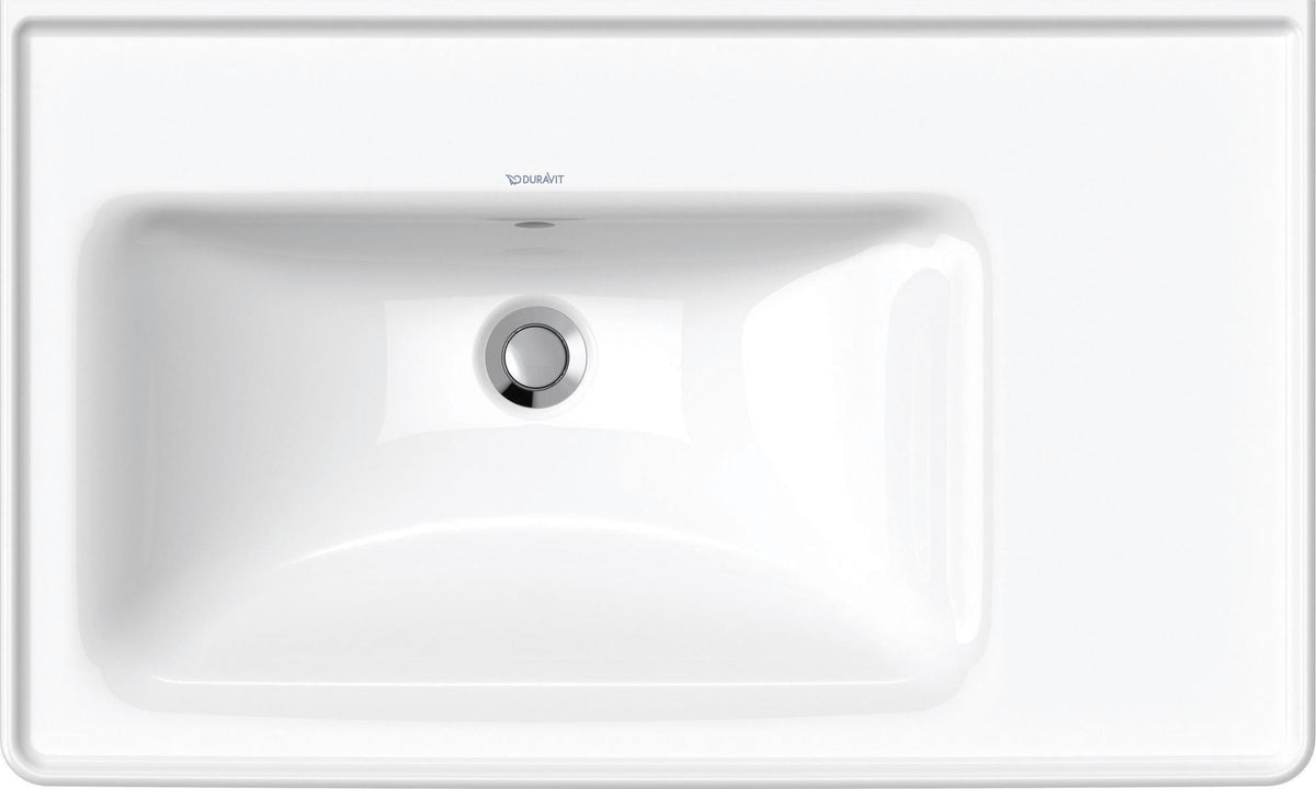 Duravit Waschtisch D-Neo 800 mm weiß mit Überlauf, Becken links, Hahnlochbank, Wandmontage