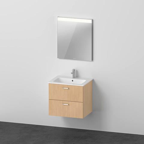 Duravit XBase Möbel-Set 630x490mm mit Waschtisch, Unterbau, 2 Schubkästen & Spiegel in Nussbaum Dunkel