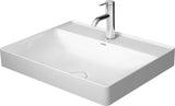 DURAVIT DuraSquare Aufsatz-Waschtisch 600 mm Weiß, DuraCeram, ohne Überlauf, mit Hahnlochbank