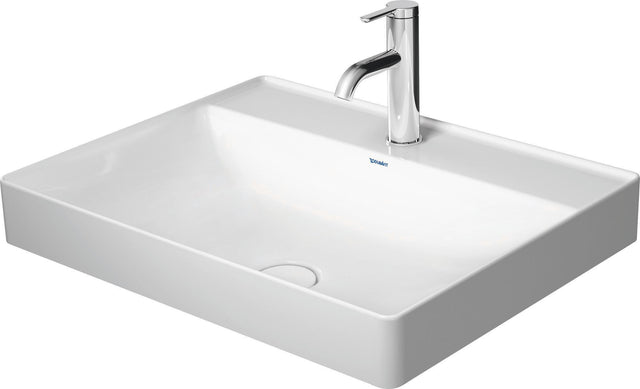 DURAVIT DuraSquare Aufsatz-Waschtisch 600 mm Weiß, DuraCeram, ohne Überlauf, mit Hahnlochbank
