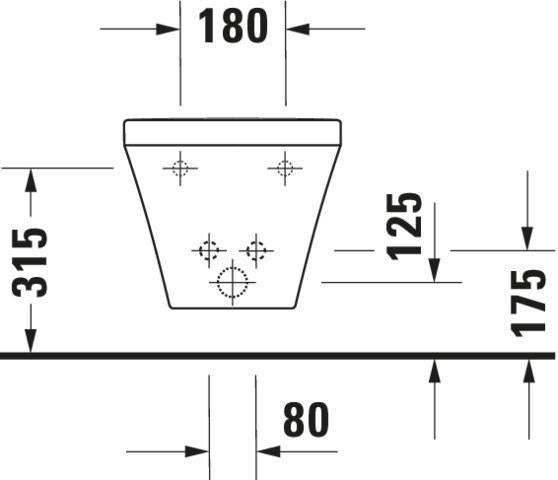 DURAVIT DuraStyle Wand-Bidet 480 mm mit Überlauf, Hahnlochbank, 1 Hahnloch, weiß