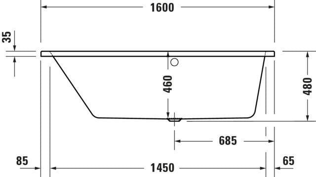 Duravit No.1 Badewanne 1500x800 mm Trapezform mit 1 Rückenschräge Weiß Einbauwanne