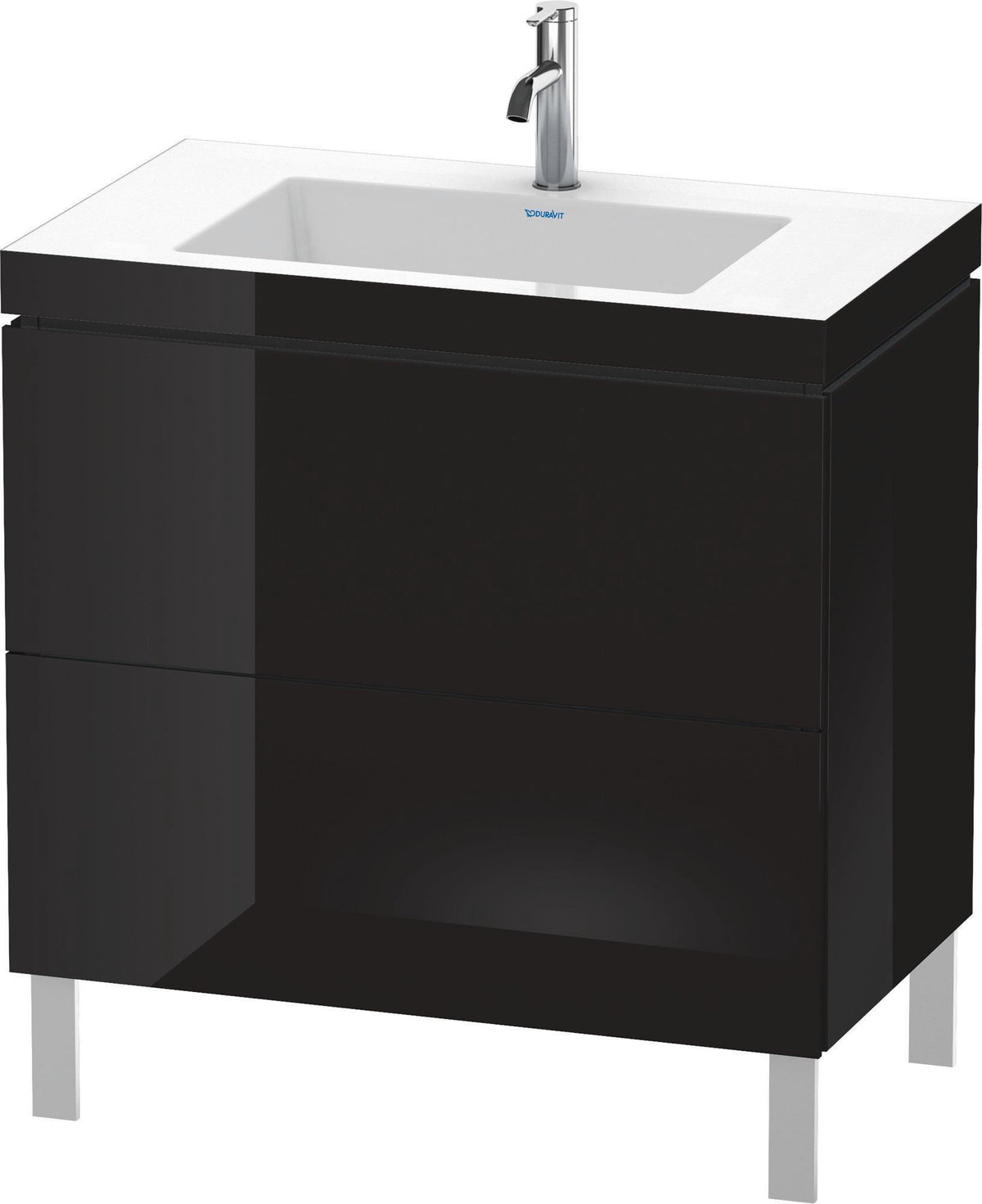 DURAVIT L-Cube c-bonded Waschtischset 800 mm mit Vero Air, 2 Auszüge, Schwarz Hochglanz