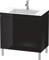 DURAVIT L-Cube c-bonded Waschtischset 800 mm mit Vero Air, 2 Auszüge, Schwarz Hochglanz