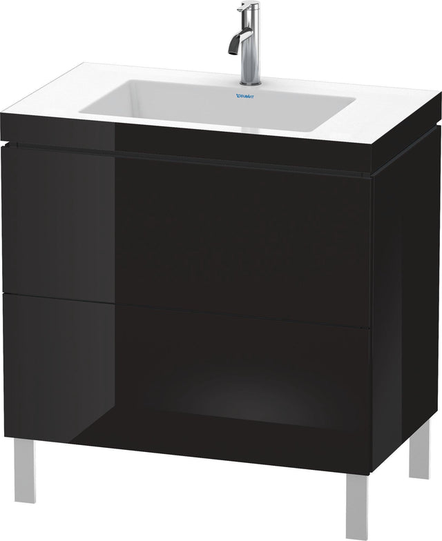 DURAVIT L-Cube c-bonded Waschtischset 800 mm mit Vero Air, 2 Auszüge, Schwarz Hochglanz