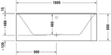 Duravit Badewanne P3 Comforts Ecke links 1800 x 800 mm mit 2 Rückenschrägen, weiß