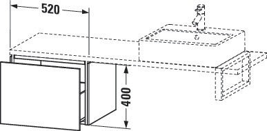 Duravit L-Cube Konsolenunterschrank 520 mm amerikanisch Nussbaum mit Tip-On-Technik