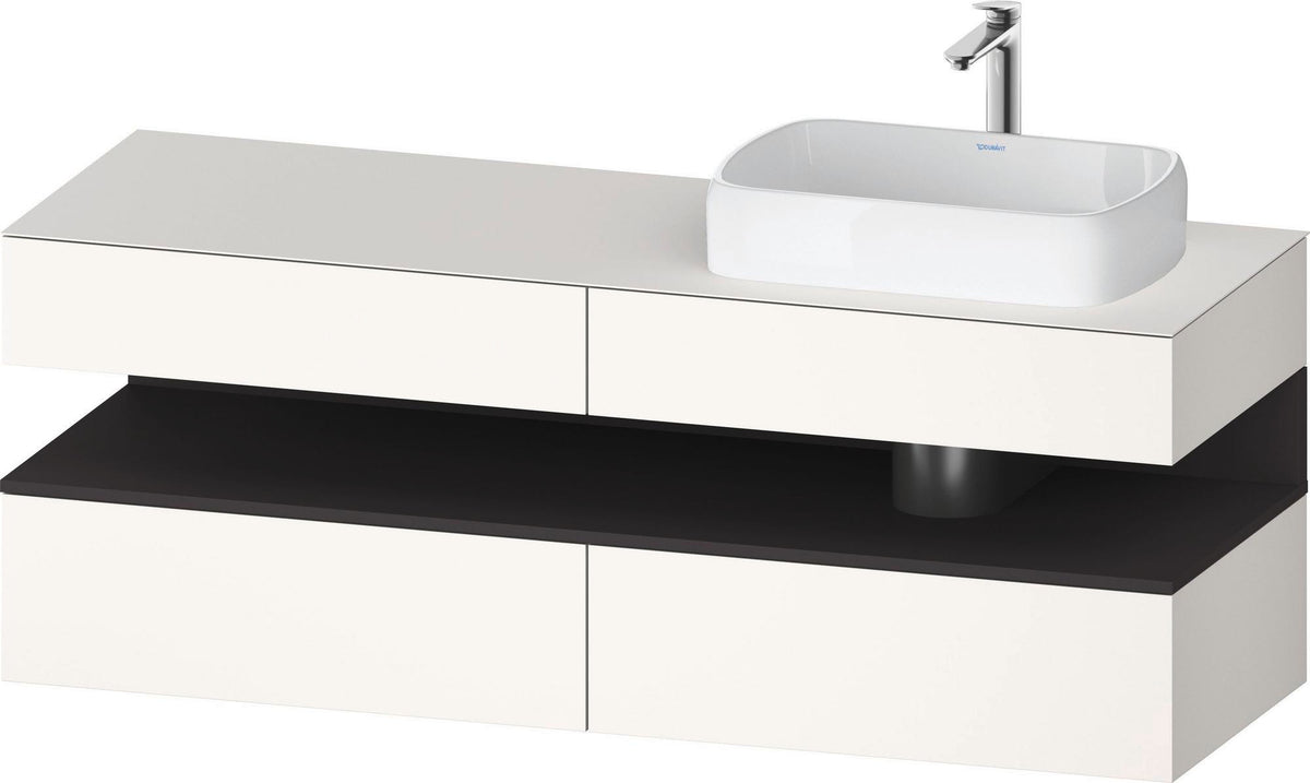 Duravit Qatego Konsolenwaschtischunterbau 1600 mm Weiß Hochglanz mit Eiche Schwarz Nische