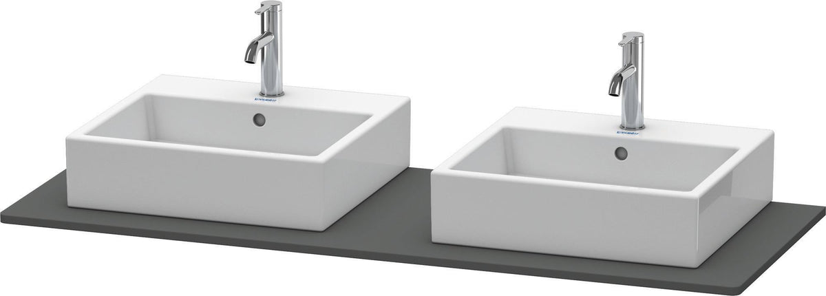 DURAVIT XSquare Konsole 1400 mm betongrau matt mit zwei Ausschnitten für Doppelwaschtisch
