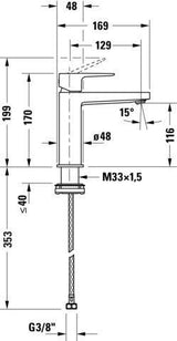 DURAVIT Manhattan Einhebel-Waschtischmischer M Chrom – ohne Zugstange, Keramikmischsystem, 129 mm Auslauf