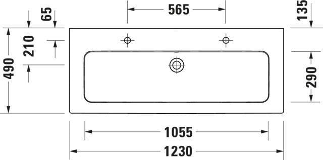 DURAVIT ME by Starck Möbelwaschtisch 1230 mm weiß mit Überlauf, ohne Hahnloch