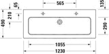 DURAVIT ME by Starck Möbelwaschtisch 1230 mm, 2 Hahnlöcher, mit Überlauf, weiß – Designer-Waschtisch von Philippe Starck