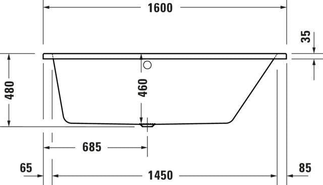 Duravit No.1 Whirlwanne 1500x800mm Trapez Einbau mit 6 Chromdüsen und Fußgestell