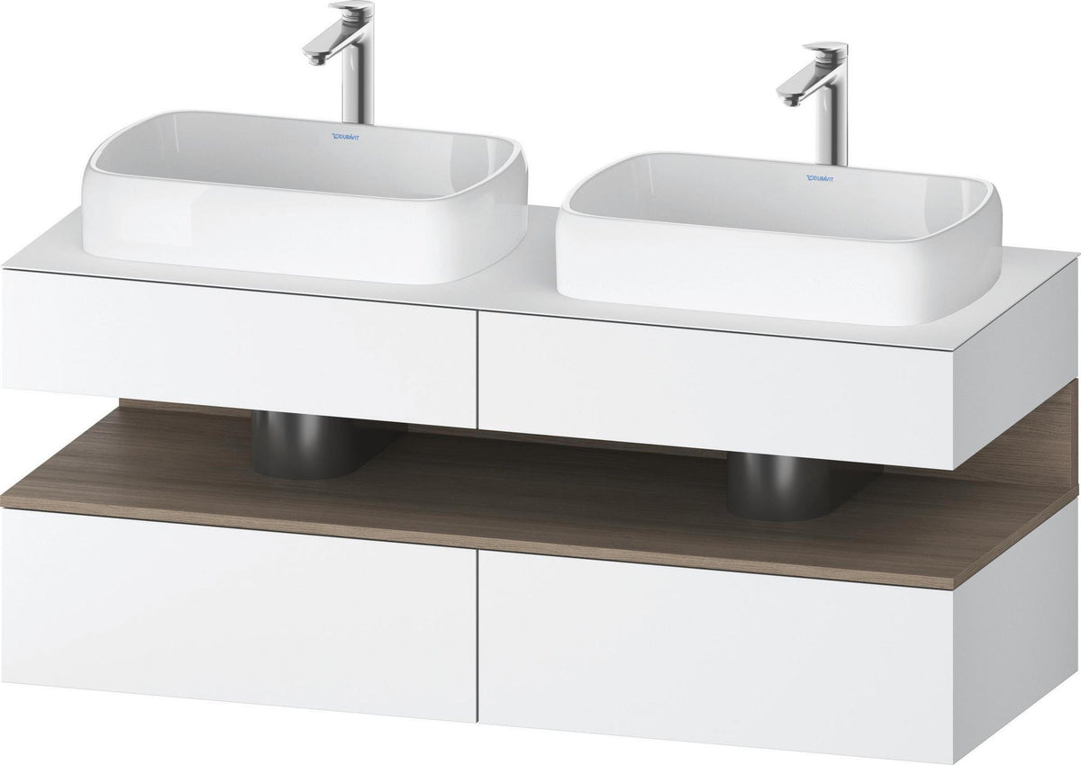 Duravit Qatego Konsolenwaschtischunterbau 1400 mm Basalt Matt mit 2 Auszügen und LED-Beleuchtung