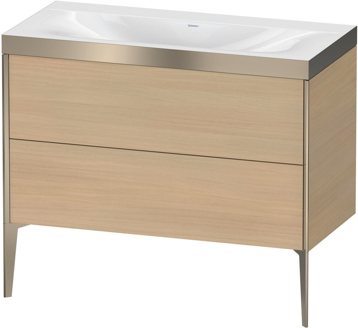 Duravit XViu Waschtischunterbauset c-bonded 1000 mm, 2 Auszüge, Champagner Matt / Mediterrane Eiche