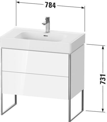 Duravit Waschtischunterbau XSQUARE 784 mm ta s-matt mit 2 Auszügen und Fußgestell