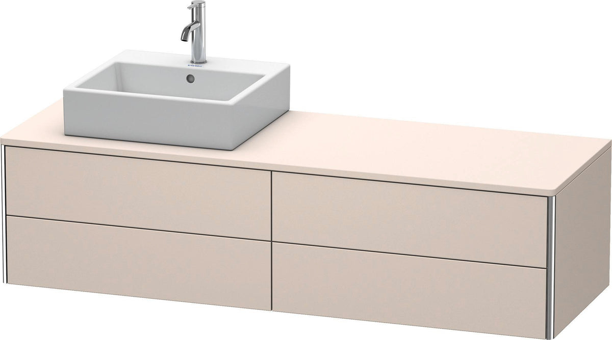 Duravit XSquare Waschtischunterbau 1600 mm, betongrau matt, 4 Schubkästen, wandhängend, Becken links