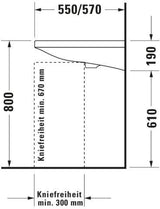 DURAVIT DuraStyle Vital Med Waschtisch 650 mm, weiß, 1 Hahnloch, ohne Überlauf, wandhängend
