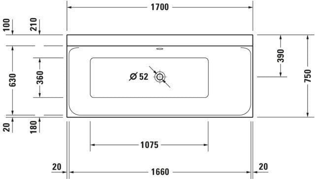 Duravit P3 Comforts Einbau-Badewanne 1700x750 mm Weiß, Ecke rechts, mit Überlauf