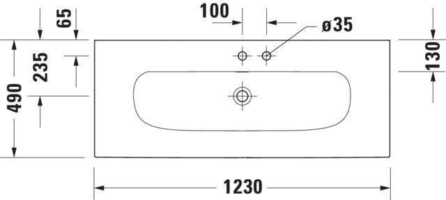 DURAVIT Viu Möbelwaschtisch 1230 mm, Weiß, mit Überlauf & WonderGliss – für Wandmontage